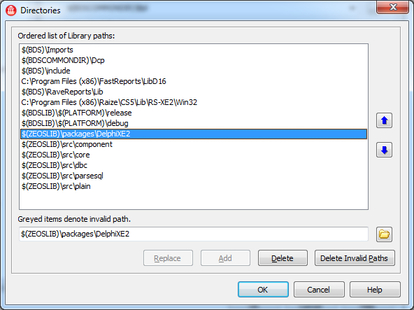 Installing ZeosLib in Delphi XE2 Delphi XE2 - Library Path - Directories Installing ZeosLib in Delphi XE2