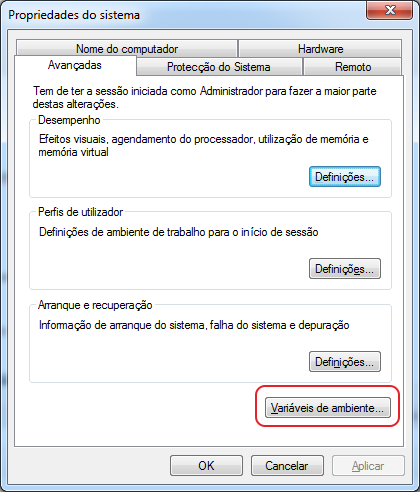 Windows Seven - Propriedades do Sistema - Instalando ZeosLib no Delphi XE2